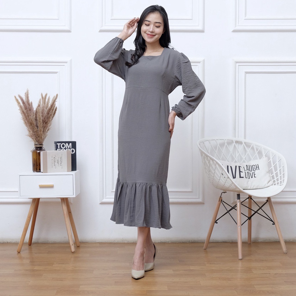 DRESS KOREA / DRESS KOREA WANITA MODEL MERMAID ATAU DUYUNG /SHERYL MIDI DRESS