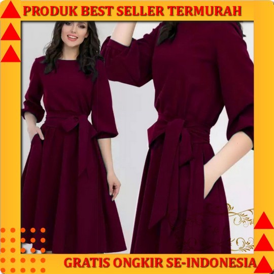 Baju Dress Natal Wanita Trandy Terbaru 2021 2022 Model Kekinian Midi Dress Pendek Mewah Cantik Dress