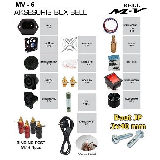 Aksesoris Box MV-6 Perlengkapan Box BELL MV6 Acsesoris MV 6
