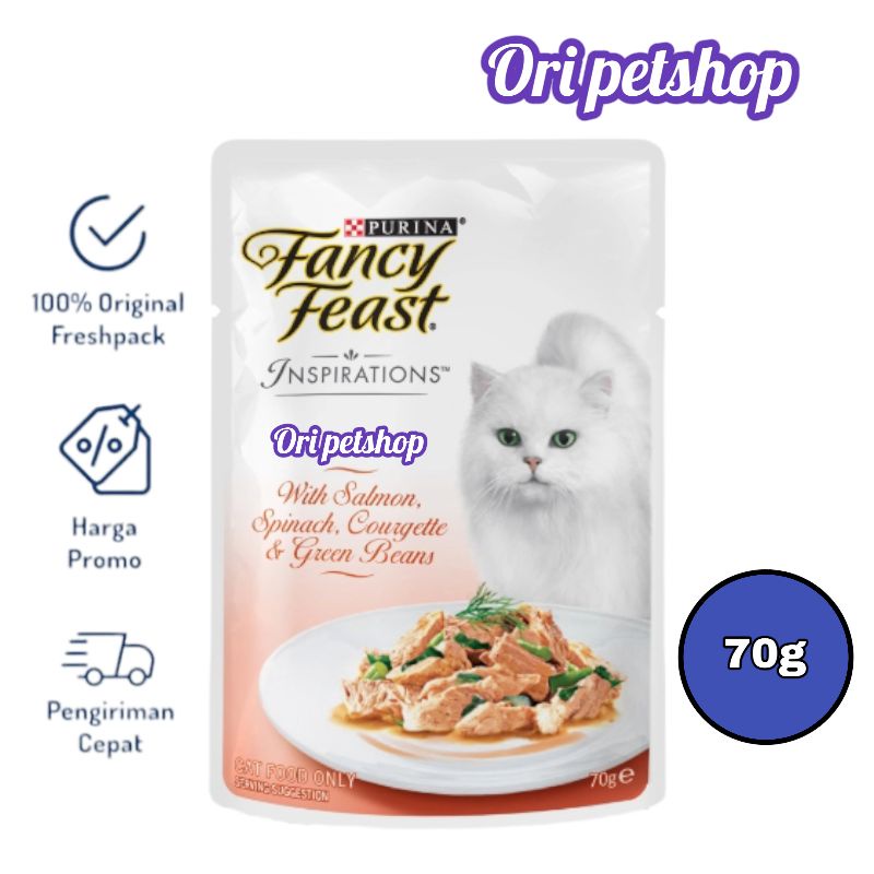 Purina Fancy Feast Sachet Wet Cat Food 70g - With Salmon Spinach