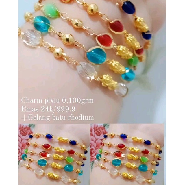 charm pixiu 0,100grm emas 24k/999.9
