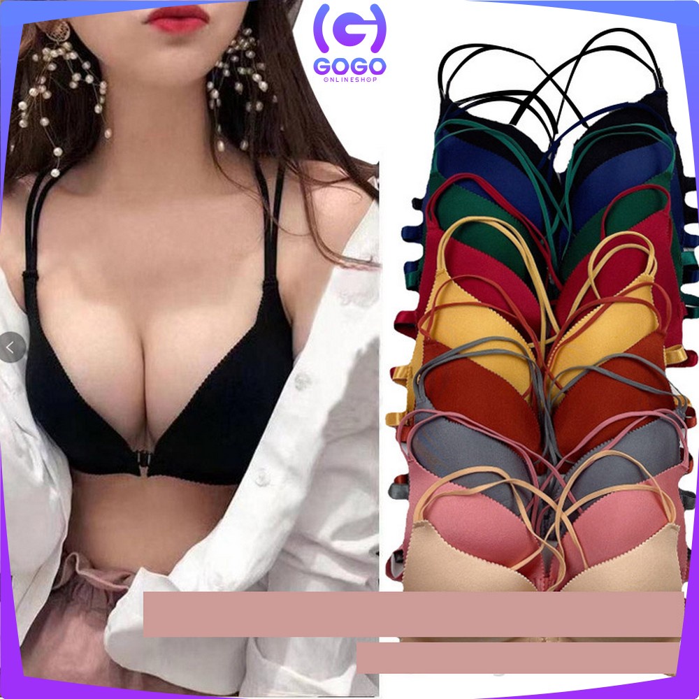 GOGO-P64 P65 Bra Seamless Tanpa Kawat BH Wanita Push Up Bra / Bra Kancing Depan Tanpa Kawat