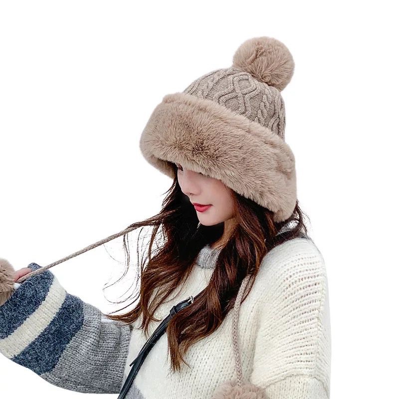 Topi Bulu Pompom Musim Dingin Winter Fur Hat