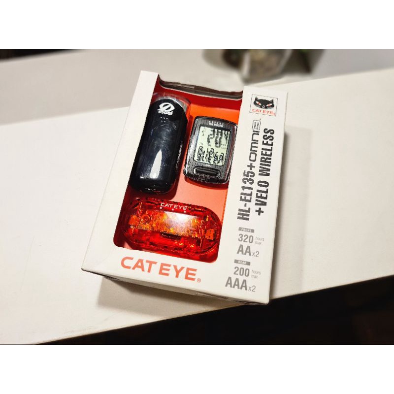 CAT EYE PAKET MURAH Wireless Velo Speedometer Lampu Depan HL-EL135 Lampu Belakang OMNI 3 Cat Eye Speedo Meter Sepeda