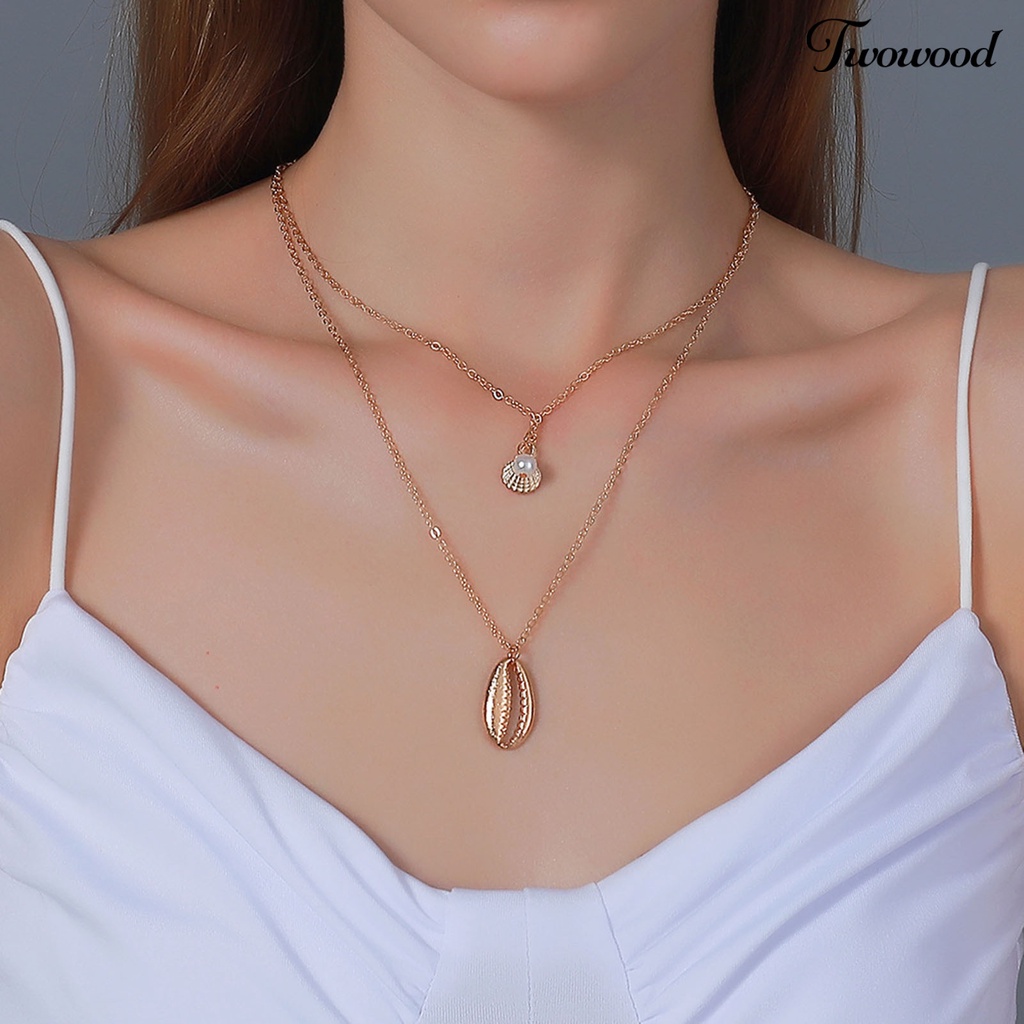 Kalung Choker Rantai Manik-Manik Mutiara Imitasi Bahan Alloy Untuk Wanita