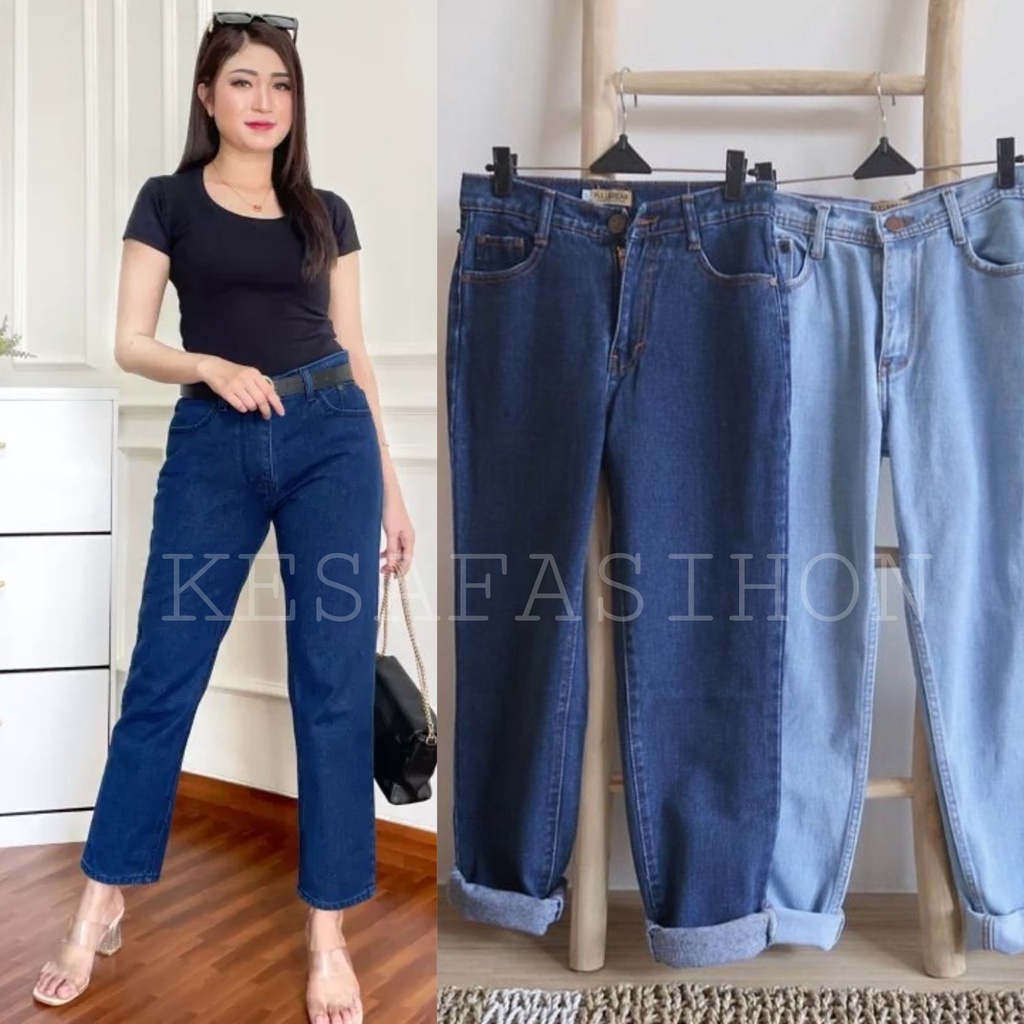 CELANA BOYFRIEND JEANS WANITA BF POLOS WANITA BIG SIZE 27-38