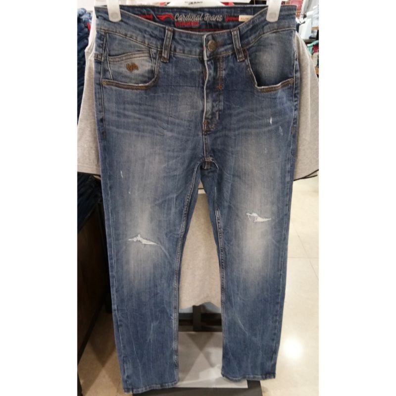Cardinal jeans original mens CBCBA00773B 16A Celana panjang pria slim fit sobek 5 pocket
