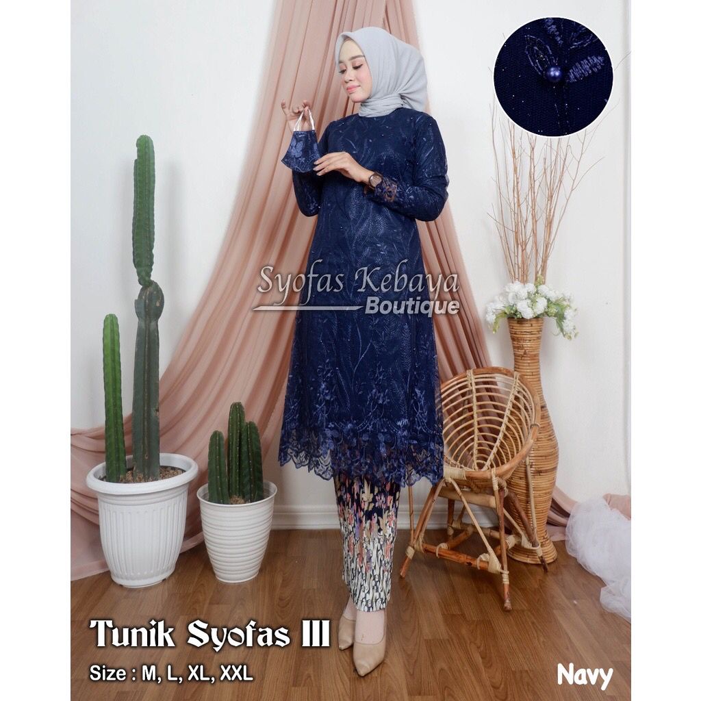 ( REALPICT ) Stelan Kebaya Tunik Brukat Tulle Bordir Modern / Kebaya Pesta Cantik / Kebaya Wisuda / Kebaya Modern / Kebaya Brukat / Kebaya