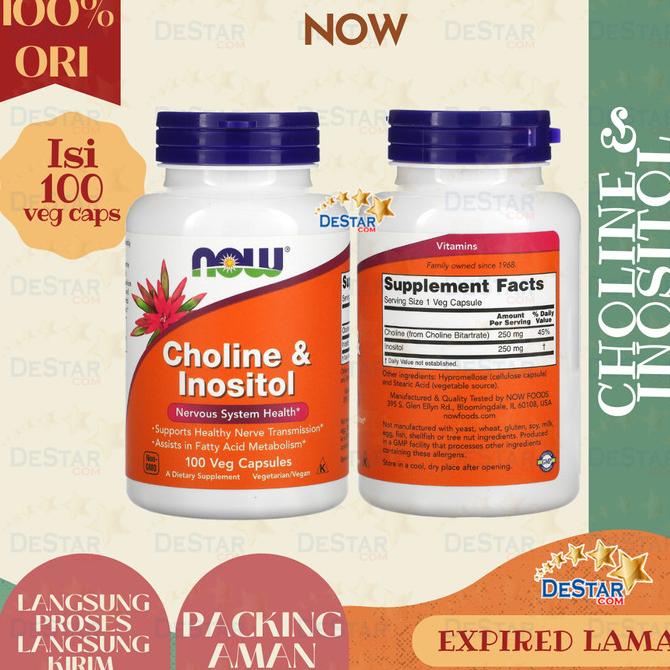 Jual NOW FOODS CHOLINE & INOSITOL 100 VEG CAPS PCOS OCD CEMAS DEPRESI