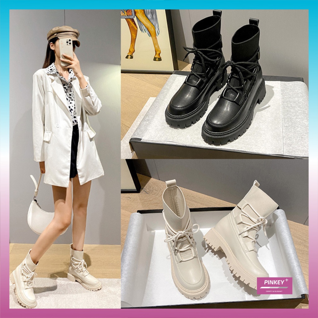 ✅PINKEY P088 Sepatu Boots Martin Wanita Korea Import Premium Quality