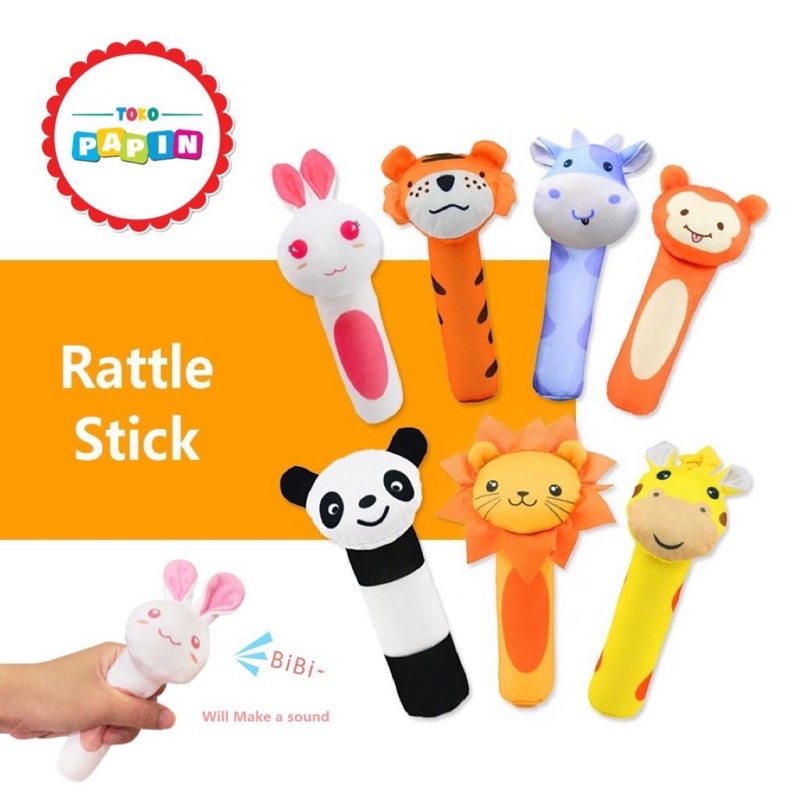 TokoPapin Mainan Boneka Tangan Bayi Toet Rattle Toy Stick Boneka Genggam Bunyi Anak Bayi Bisa Bunyi