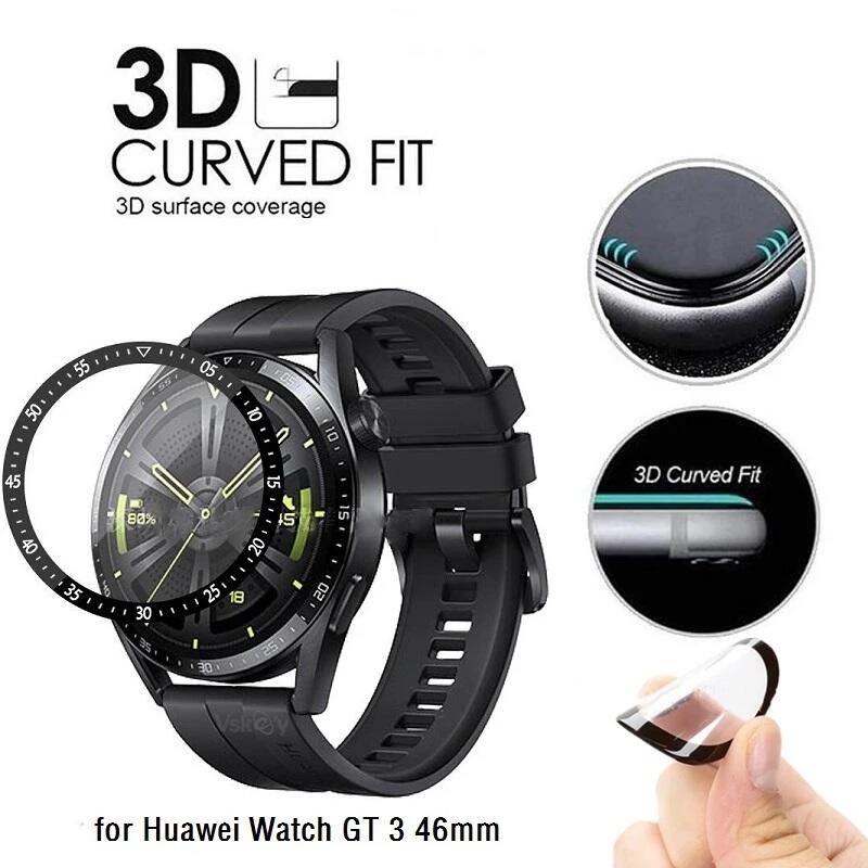 Pelindung Layar Tempered Glass Full Cover Lengkung 42mm Untuk Huawei Watch GT3