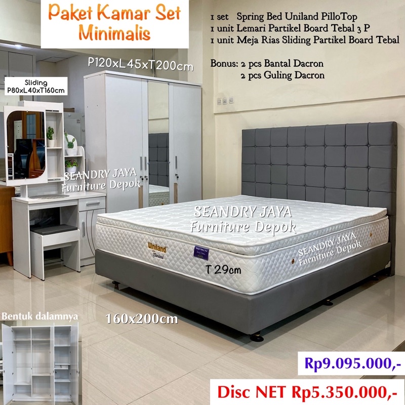 PAKET KAMAR SET PERNIKAHAN MINIMALIS /SESERAHAN/PERKAWINAN/SEPERANGKAT LEMARI PAKAIAN 3 PINTU/MEJA R