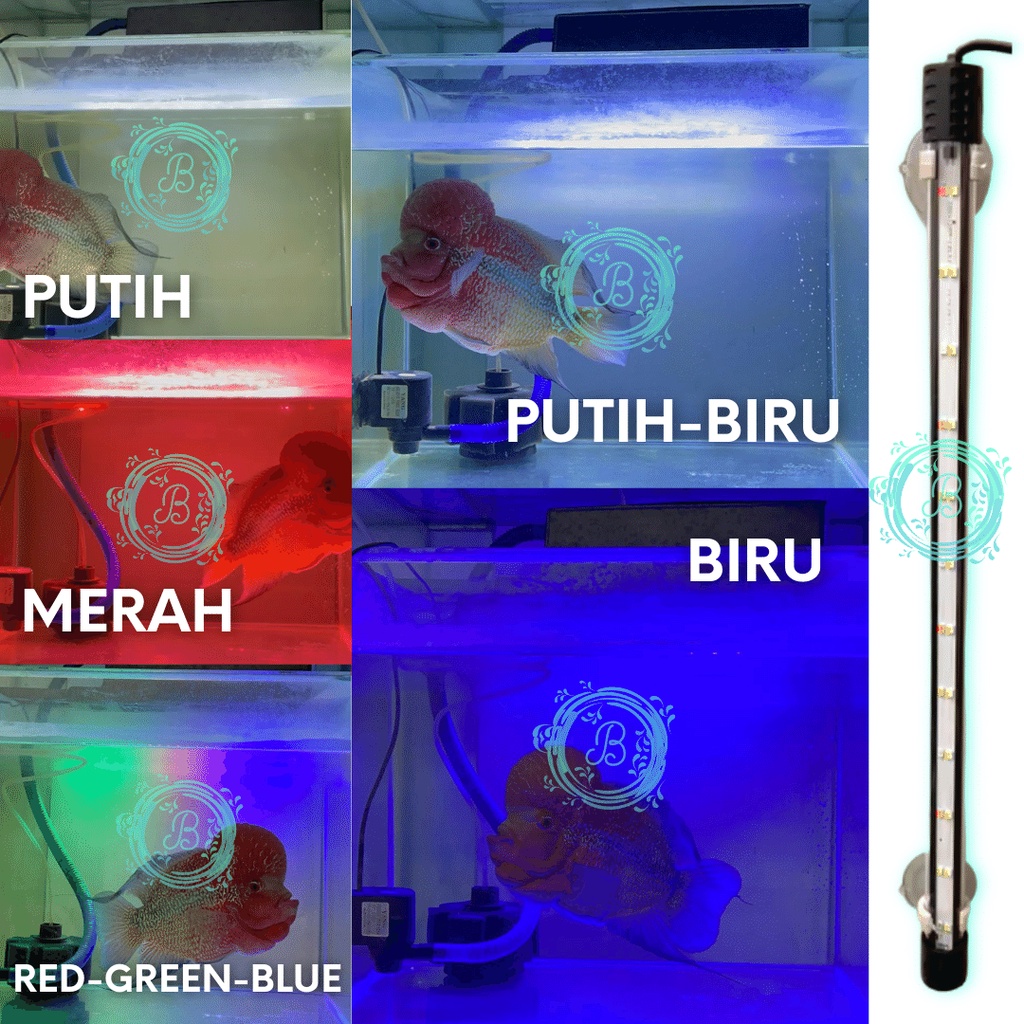 LED CELUP T4 30 CM AQUARIUM / Mata 1 Baris / Z-30 Mata 2 Baris / DBL Change 3x Ganti Mode RGB / Day Night N-30 3 Mode Kuning / Lampu Ikan Aquascape Tank 30-40 cm Putih Biru Merah Rosston Kandila Vosso Luckiness T430 Z30 N30 30cm