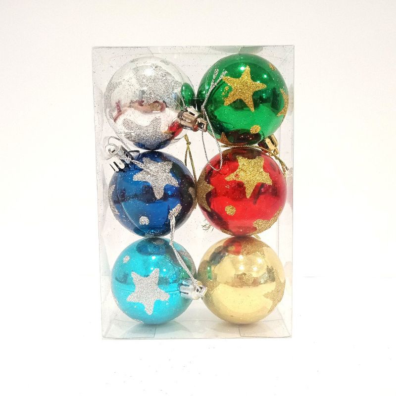 Bola Bola Natal 7 Cm Batu Spiral Glossy Hiasan Pohon Natal