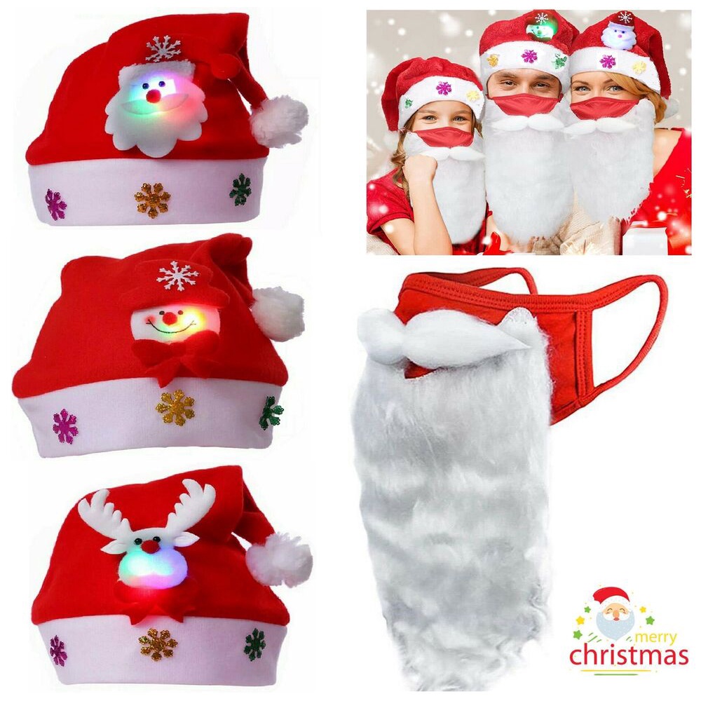 Topi Santa Claus Luminous Tebal Untuk Dekorasi Natal