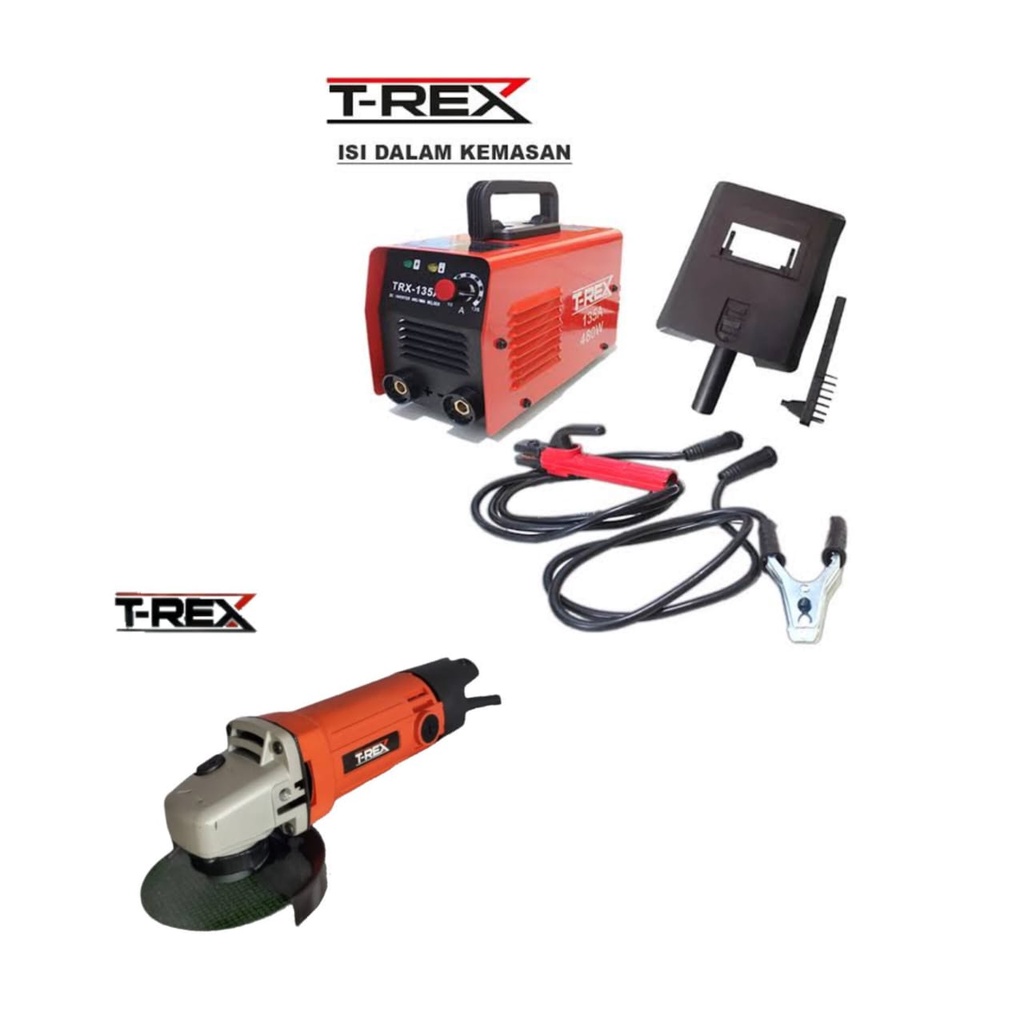 PAKET GERINDA + MESIN LAS 135 A T-REX WELDING MACHINE/Mesin Las travo las Listrik 480 watt Mesin Las MMA 135A