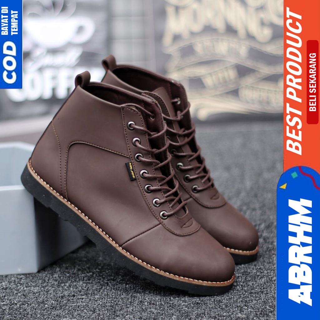 Sepatu Boots Pria Klasik Kerja Kantor Santai FullHitam Abrhm Barak