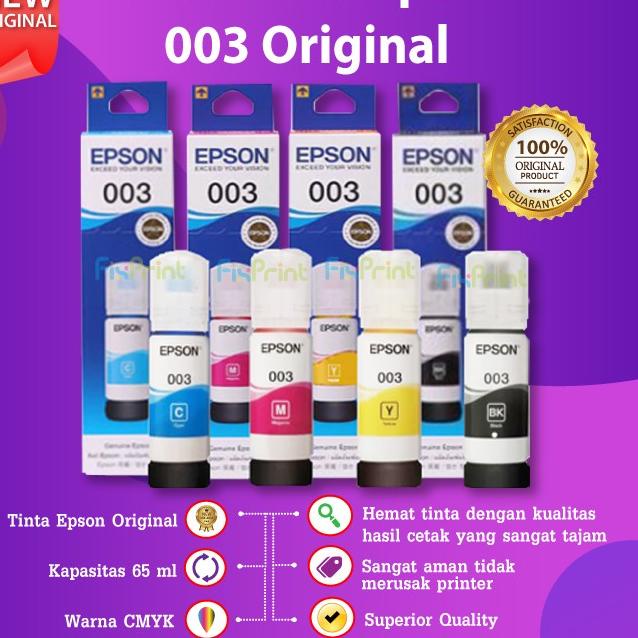 Tinta Refill Epson 003 Ink Printer L1110 L3210 L3110 L3210 L5190 L5290 - TINTA ORIGINAL, Hitam