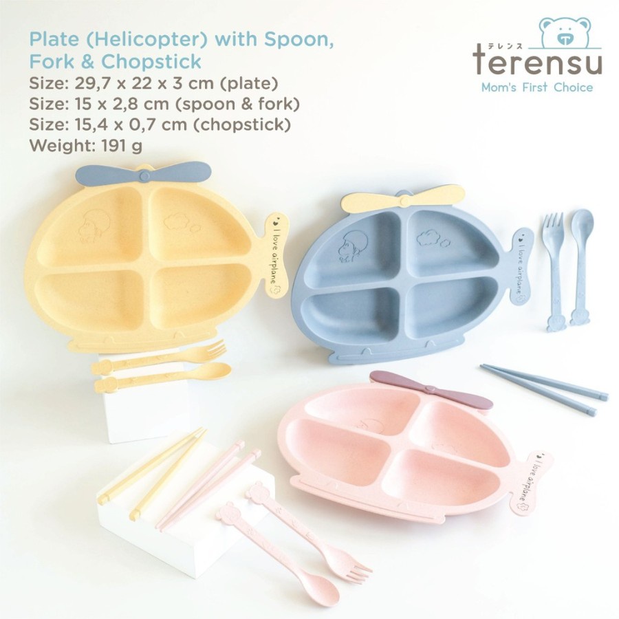 TERENSU - Plate Helicopter Set / Piring Makan Set Bayi &amp; Anak
