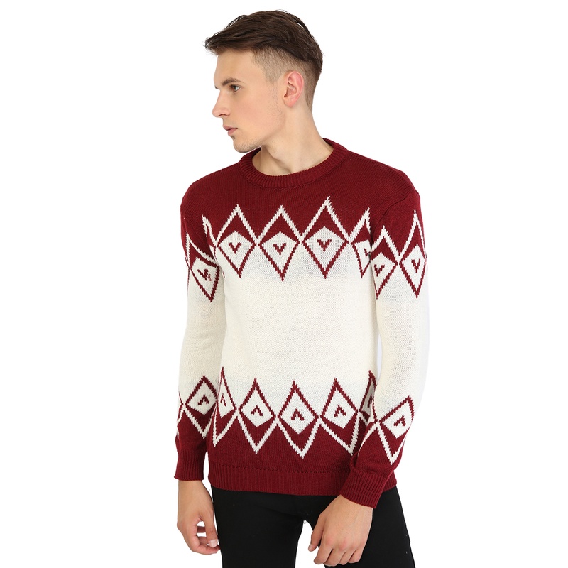 Sweater Rajut Pria Crew Neck / O Neck - Motif Tribal (COMB)