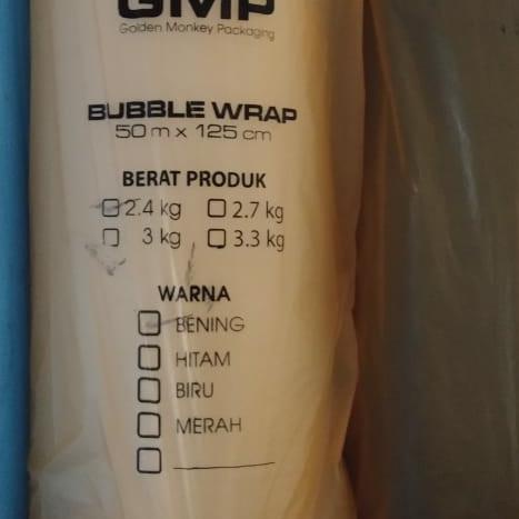

BUBBLE WRAP MURAH EKONOMIS Merk GMP 125CM X 50M Berat 2,4kg