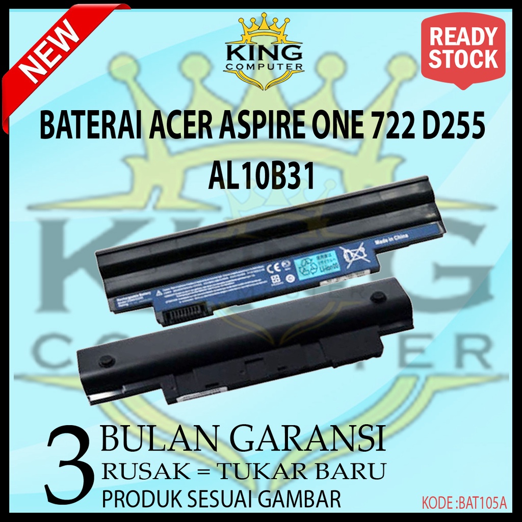 Batere Baterai Battery Laptop Acer Aspire One 722 AL10A31 AL10B31 Series Original