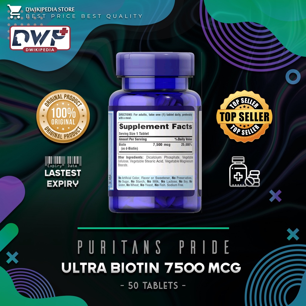 PURITAN PRIDE BIOTIN 7500 Mcg - 50 TABLETS