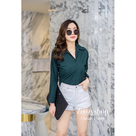 KEMEJA ZOOZY MODEL LENGAN PANJANG KANCING BELAKANG/BLOUSE BANGKOK (BJZY351)