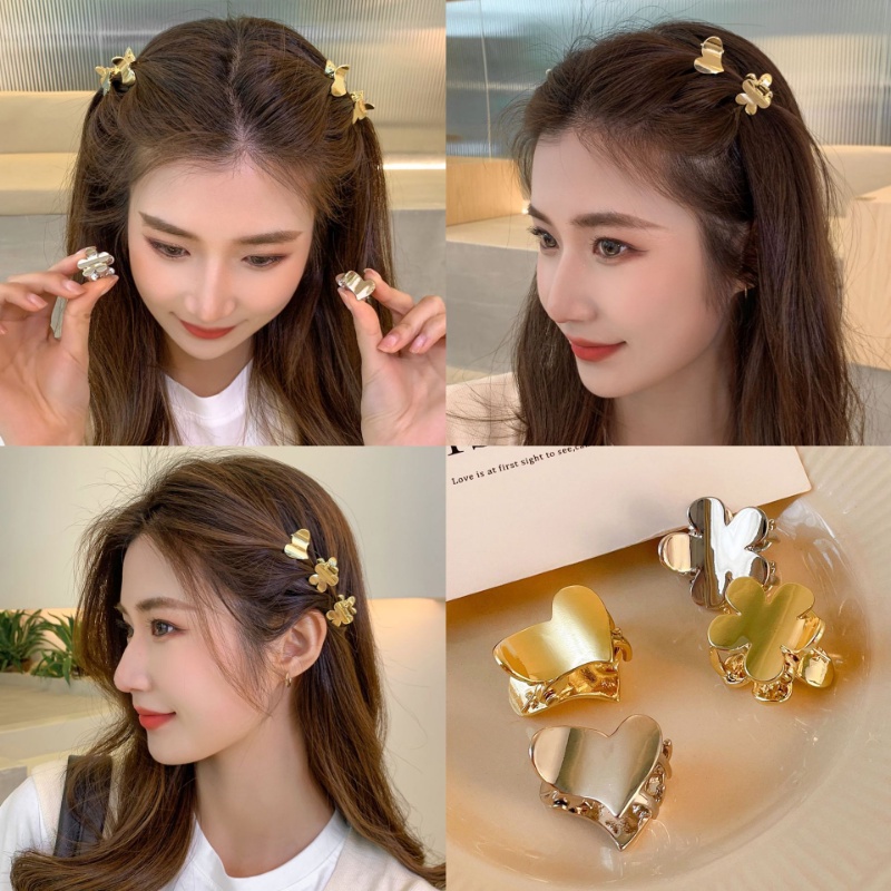 [Harga Grosir] Kecil Lucu Fashion INS Gaya Klip Rambut Korea Populer Ikatan Simpul Ponytail Holder Manis Cinta Hati Bunga Jepit Rambut Logam Hair Claw Mini Elegan Untuk Wanita Perempuan