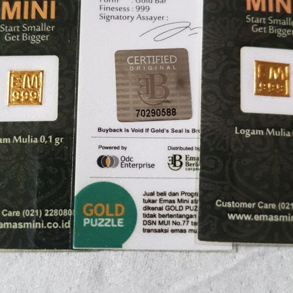 EMAS MINI 0.1 GRAM UNTUK HADIAH, SOUVENIR, MAHAR DAN TUKAR EMAS ANTAM