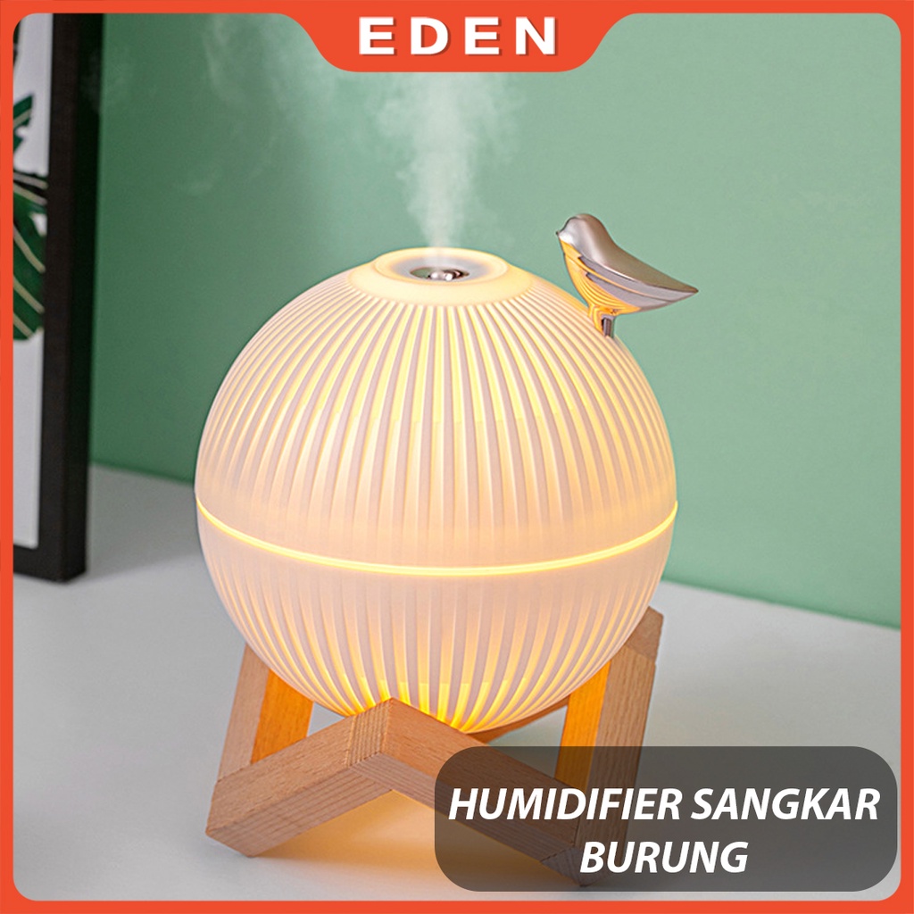 Humidifier Kabut Sejuk Tenaga USB Bentuk Sangkar Burung Kapasitas 300mL Dengan Lampu Malam Untuk Rumah