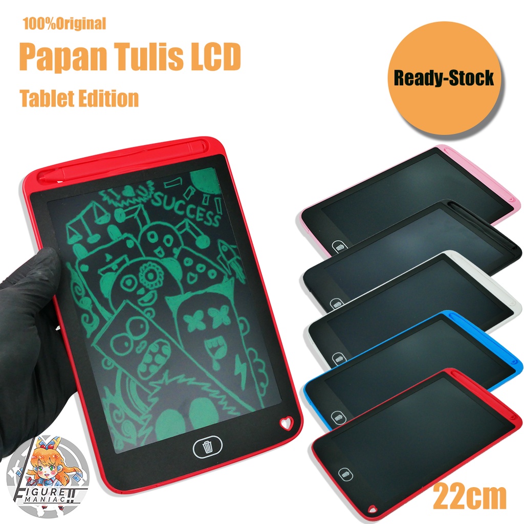 Papan Tulis LCD - Colorful 22 CM LCD Writing Tablet Mainan Anak Tulis Hapus Board Digital Pad Edukasi Pen Gambar5 Warna Premium Import edition