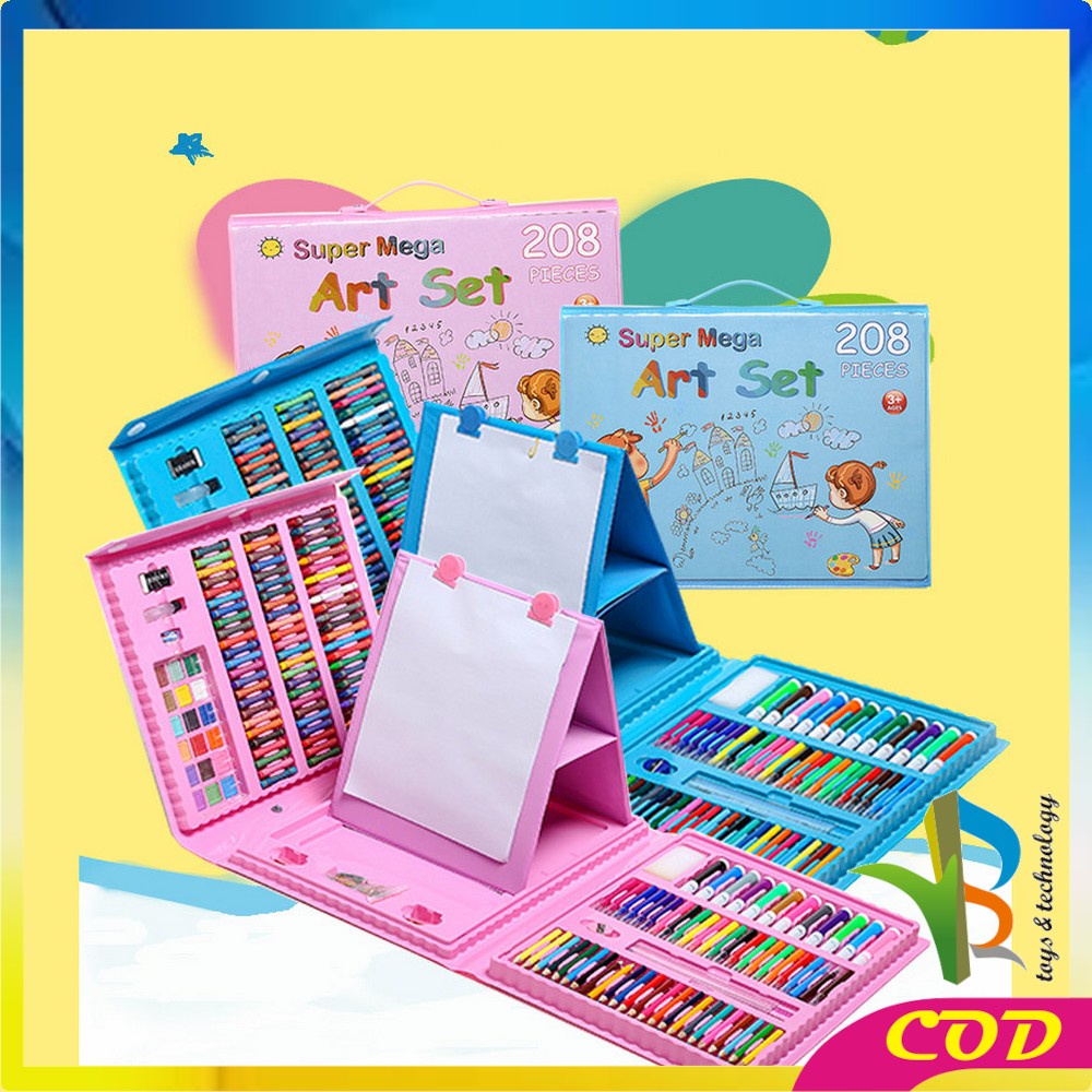 RB-A29 Pensil Warna Crayon Set Isi 208PCS / Peralatan Gambar Lukis Anak Mewarnai / Oil Paste Alat Tulis Colouring Book kids