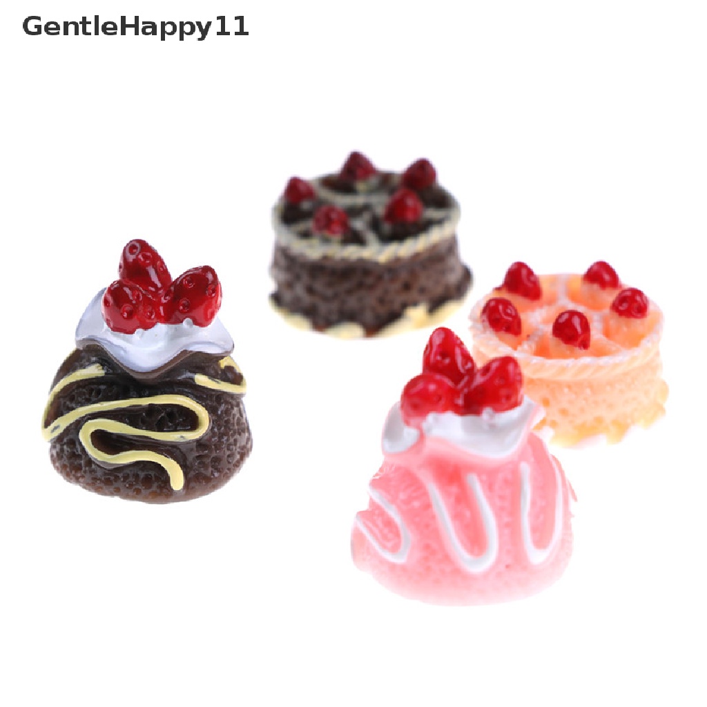 Gentlehappy 6pcs Dessert 3D Resin Cream Kue Miniatur Aksesoris Rumah Boneka id