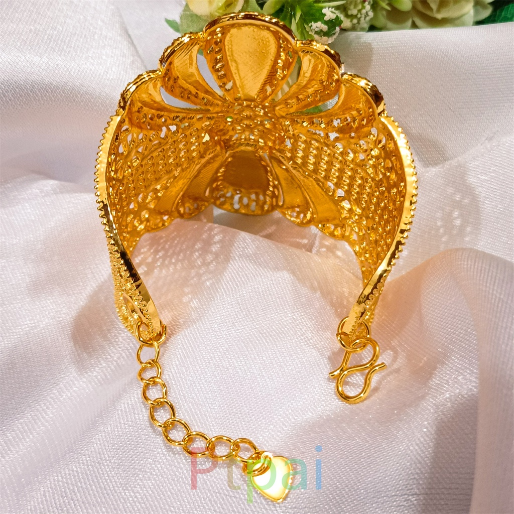 Perhiasan Set Gelang Kendari Bamgle+Cincin Dewasa Lapis Emas 24k Gelang Tangan Keroncong terbaru xuping dubai