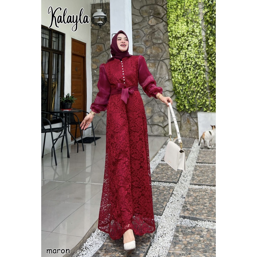 GAMIS PESTA KONDANGAN ORGANZA KALAYLA DRESS BRUKAT CANTIK