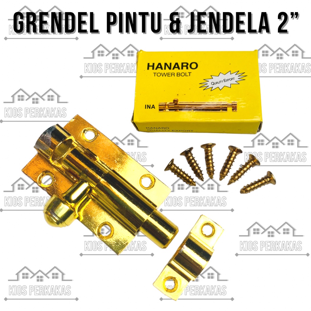Grendel/Gerendel Pintu Jendela Kayu|Slot/Selot Pintu Rumah Panjang 2inch/5cm Gold Slot Kunci Pintu antik/anti maling Tebal