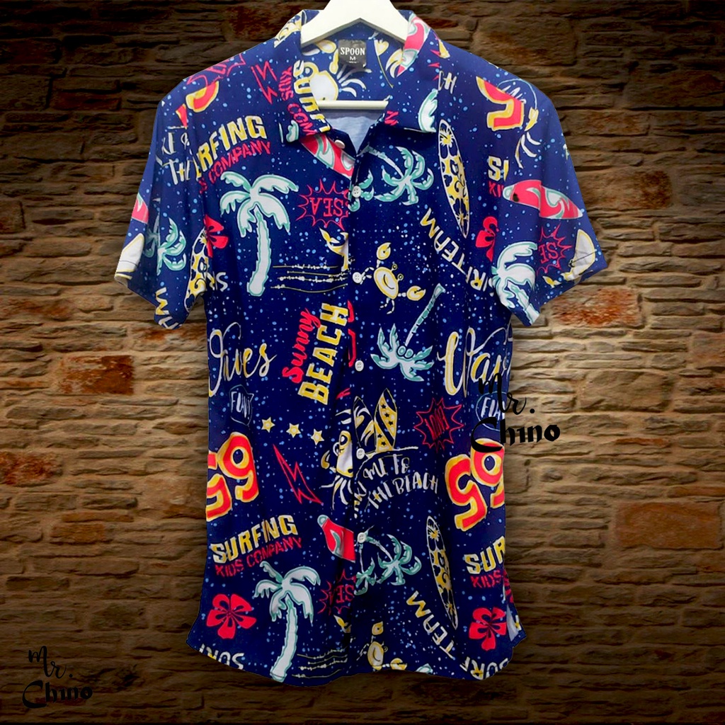 Baju Kemeja Motif Space Summer | Kemeja Surfing Outer Hawai Pria Wanita Keren | Kemeja Pantai Couple