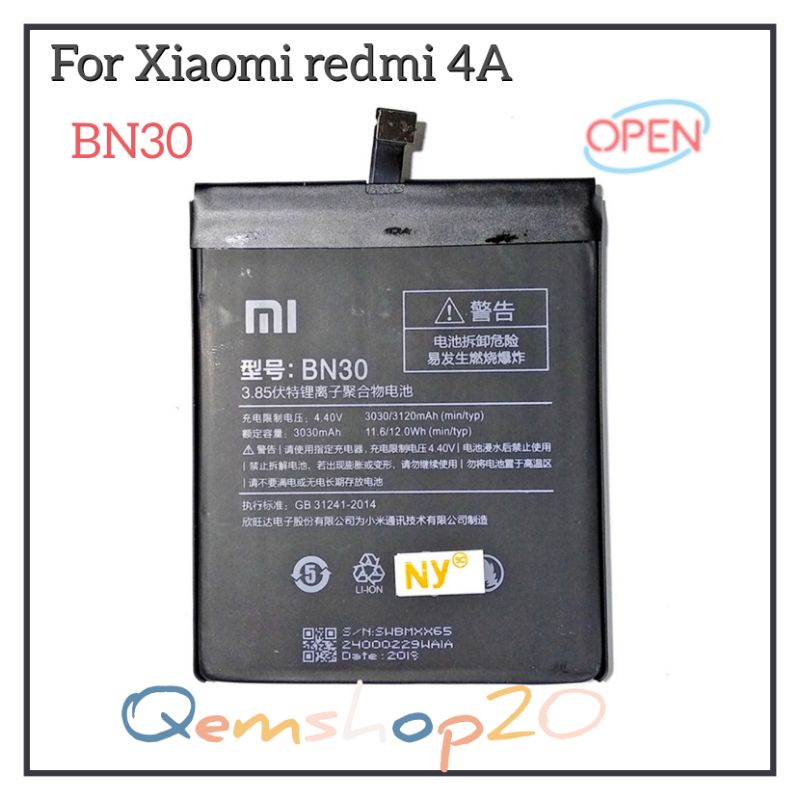 Baterai baterai Xiaomi redmi 4a / redmi 3 pro BN30 Original 100%