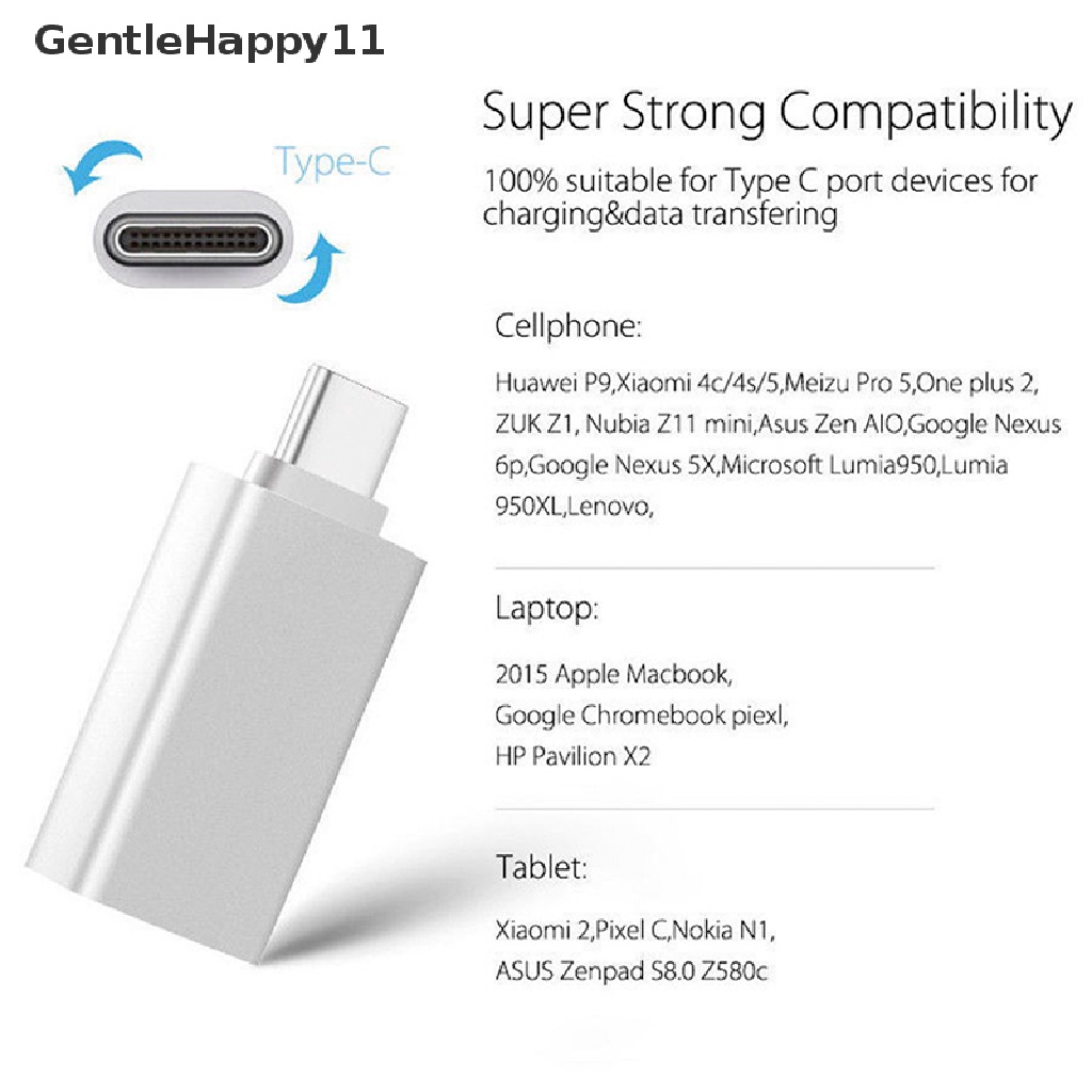 Gentlehappy Adapter Tipe C to USB-A 3.0 Female Converter OTG USB C 3.1 Untuk Mac Nexus 5X 6P id