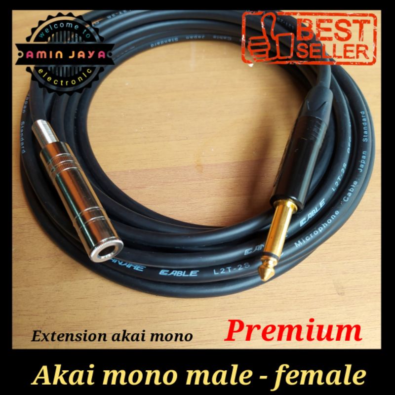 Kabel sambungan microphone premium jack akai mono 6,5 male to female