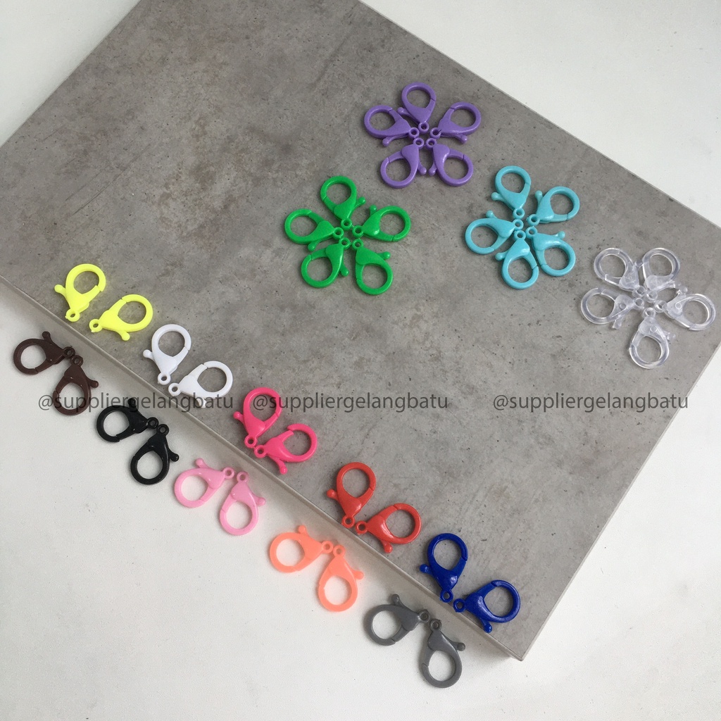 10 pcs Kaitan Kokot Udang Plastik Claps Uk 25mm Warna Warni Doff