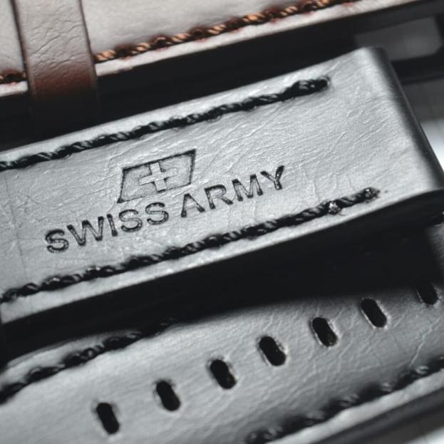 Strap tali jam tangan kulit swiss army alexandre expedition berkualita - Hitam