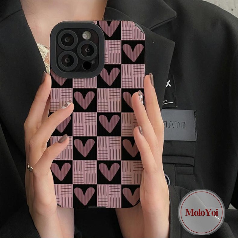 Soft Case TPU Motif Hati Warna Pink Untuk iPhone 11 12 13 14 Pro Max 7 Plus 8 Plus XR X XS Max