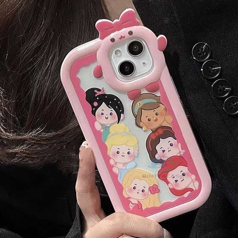 Realme 10 C55 C30 C31 C33 C35 C21Y C25Y RealmeC11 C25 C17 C15 C12 C3 C2 7i 5 5i 6i Kartun Princess Monster Kecil Frame Lensa Phone Case Binteacase