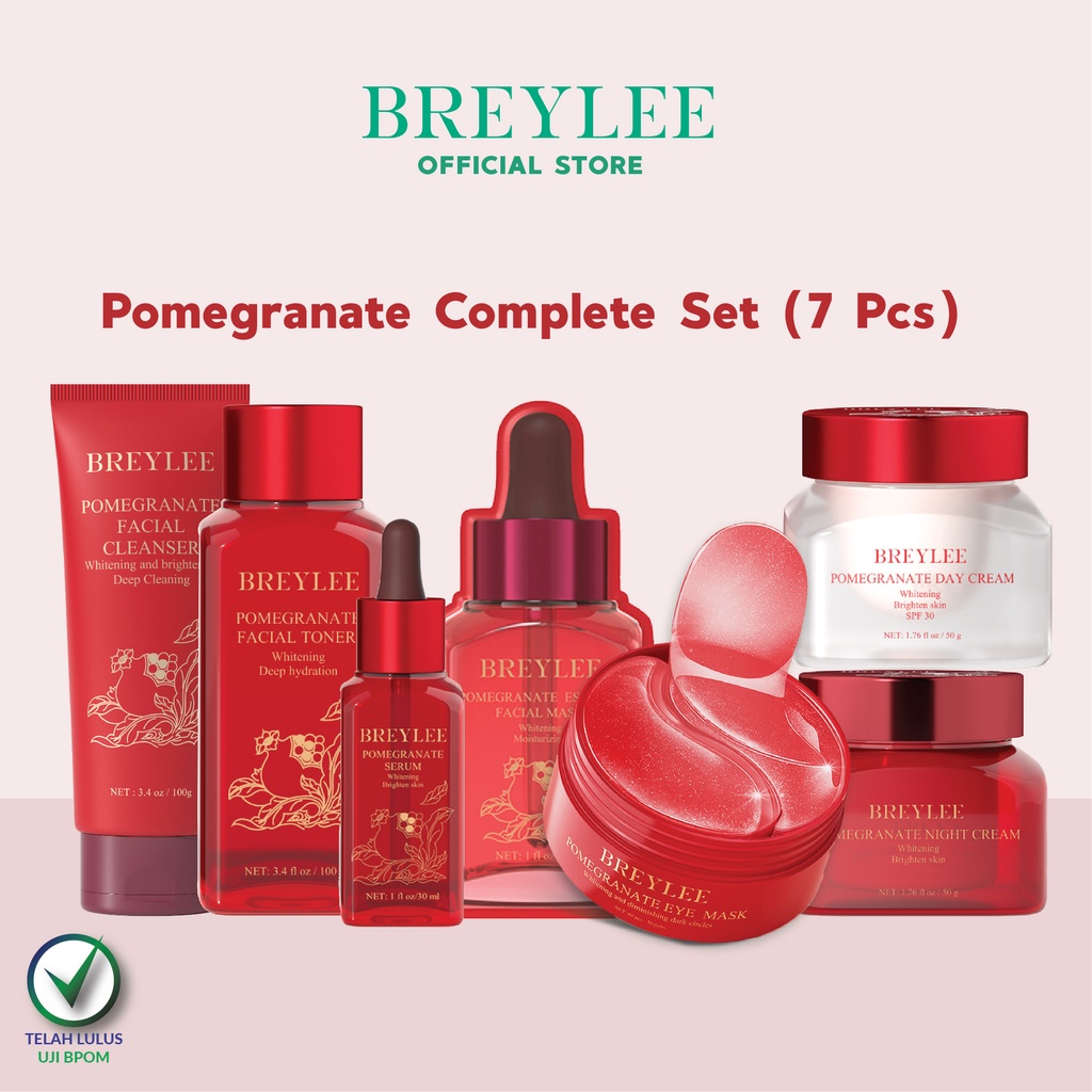 BREYLEE Pomegranate Complete Set Pencerah Wajah &amp; Mengencangkan 7 Pcs