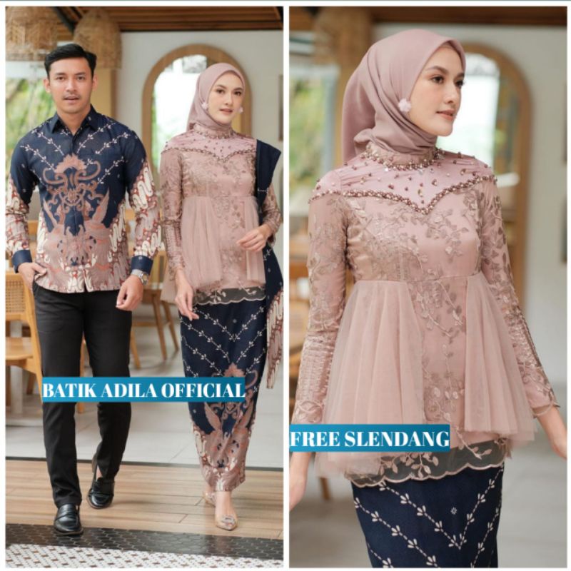 Couple Kebaya Modern Baju Wisuda Tunangan Lamaran Terbaru Baju Batik Brokat Couple Ameera