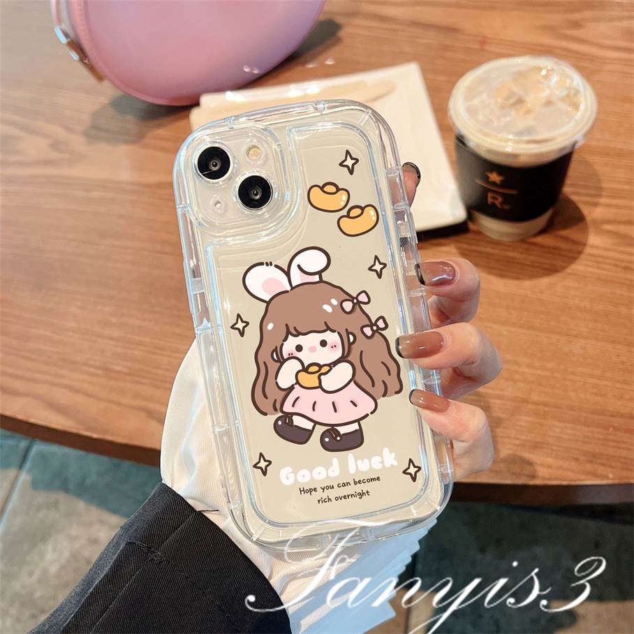 Compatible For IPhone 14 13 12 11 Pro Max X XR Xs Max 8 7 Plus SE 2020 Soft Case TPU Bening Motif Good Luck Girl Untuk