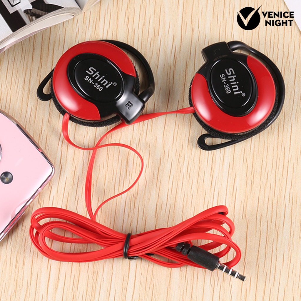 (VNEP) (Berkabel) Q360 Headphone dengan Kontrol Garis Mikrofon Warna Cerah 3.5mm Ear Hook Earphone Earpiece untuk Telepon